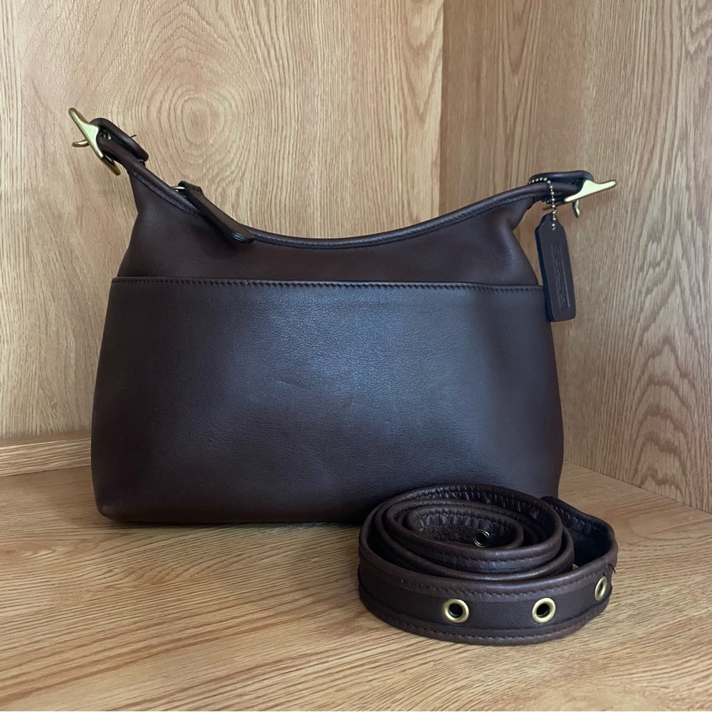 Vintage Coach Mahogany Legacy Small Pocket Zip bag 9136